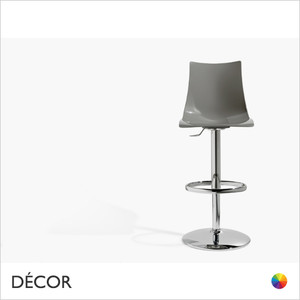 1A1 Zebra Up Bar Stool in Gloss White or Gloss Dove Grey with a Chrome Gas-Lift Base - Décor for Home & Business