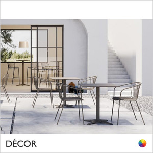 11A1 Amitha Stackable Dining Chair with Armrests and a Powder Coated Wire Frame - In Designer Colours & Neutral Tones - Décor for Business 11A1 Amitha Stackable Dining Chair with Armrests and a Powder Coated Wire Frame - In Designer Colours & Neutral Tones - Décor for Business