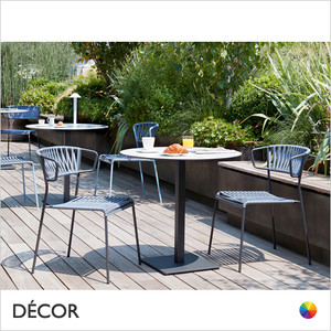 111 Lisa Club Stackable Dining Chair with Armrests and a Seat & Backrest in Woven PVC Strapping, For Indoor and Outdoor Use - In Designer Colours - Décor for Home & Business