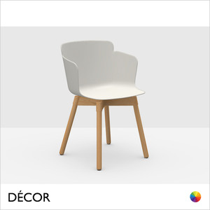 1A1 Midj - Calla Dining Chair with Armrests and Straight Wooden Legs - Polypropylene Body In Designer Colours - Décor for Designers 1A1 Midj - Calla Dining Chair with Armrests and Straight Wooden Legs - Polypropylene Body In Designer Colours - Décor for Designers