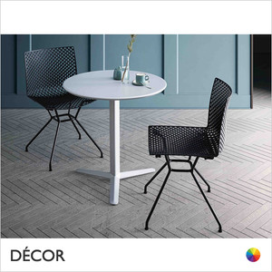 1 Fuller Dining Chair with a Latticed Technopolymer Shell & Powder Coated Steel Trestle Base - In Designer Colours & Neutral Tones - Décor for Business 1 Fuller Dining Chair with a Latticed Technopolymer Shell & Powder Coated Steel Trestle Base - In Designer Colours & Neutral Tones - Décor for Business
