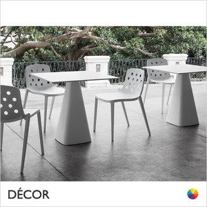 11A  Mug Designer Dining Table with a Round or Square Laminate Top & Technopolymer Base for Indoor and Outdoor Use - In Designer Neutral Tones - Décor for Business