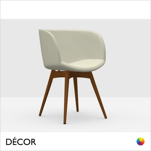 B2 Midj - Sonny Dining Chair with High Wrap-Around Armrests & Tapered Wooden Legs - In Designer Fabrics & Eco Leathers - Décor for Designers B2 Midj - Sonny Dining Chair with High Wrap-Around Armrests & Tapered Wooden Legs - In Designer Fabrics & Eco Leathers - Décor for Designers