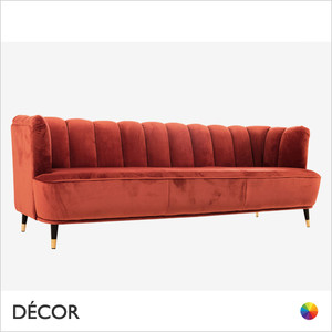 11A2 Rocco Large Sofa with a Fluted Back and Brass Capped Feet - In Designer Velvet & Vintage Eco Leather - Made for You - Décor for Business 11A2 Rocco Large Sofa with a Fluted Back and Brass Capped Feet - In Designer Velvet & Vintage Eco Leather - Made for You - Décor for Business