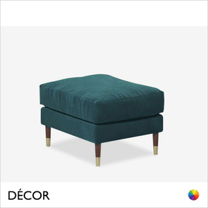 Z2 Franco Footstool, Rectangular with Brass Capped Feet - In Designer Velvet & Vintage Eco Leather - Made for You - Décor for Business Z2 Franco Footstool, Rectangular with Brass Capped Feet - In Designer Velvet & Vintage Eco Leather - Made for You - Décor for Business