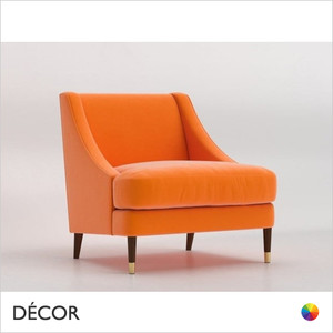 Giorgio Armchair with Sloping Armrests and Brass Capped Feet - In Designer Velvet & Vintage Eco Leather - Made for You - Décor for Business Giorgio Armchair with Sloping Armrests and Brass Capped Feet - In Designer Velvet & Vintage Eco Leather - Made for You - Décor for Business