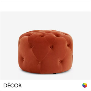 Po Buttoned Round Pouf, 60cm Diametre - In Designer Velvet & Vintage Eco Leather - Made for You - Décor for Business Po Buttoned Round Pouf, 60cm Diametre - In Designer Velvet & Vintage Eco Leather - Made for You - Décor for Business