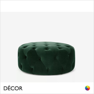 Bello Buttoned Round Pouf, 60cm Diametre - In Designer Velvet & Vintage Eco Leather - Made for You - Décor for Business Bello Buttoned Round Pouf, 60cm Diametre - In Designer Velvet & Vintage Eco Leather - Made for You - Décor for Business