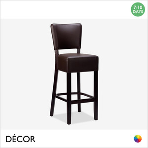11 M Idro Bar Stool with a Wenge or Black Frame and an Upholstered Seat and Backrest - In Designer Eco Leather Colours - Décor for Business 11 M Idro Bar Stool with a Wenge or Black Frame and an Upholstered Seat and Backrest - In Designer Eco Leather Colours - Décor for Business