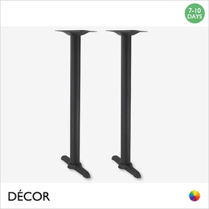 1 Zeno Black Twin Poseur Table Base for Maximum 1100mm x 700mm Tops - In Black Powder Coated Steel, Indoor & Outdoor Use - Décor for Business