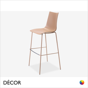 1 Zebra Bar Stool with a Technopolymer Body & Powder Coated Steel Legs, Bar and Counter Height - In Designer Colours & Neutral Tones - Décor for Business