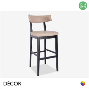 1 C Venosa Bar Stool with a Black Frame and an Upholstered Seat and Backrest - In Designer Eco Leather Colours - Décor for Business