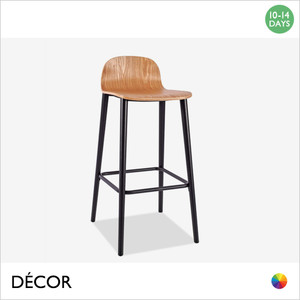 11 Malmo Bar Stool with Black Stained Ash Legs and a Natural Ash Veneer Body - Décor for Business