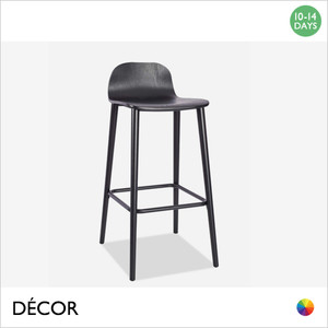111 A Malmo Bar Stool with Black Stained Ash Legs and a Black Stained Ash Veneer Body - Décor for Business