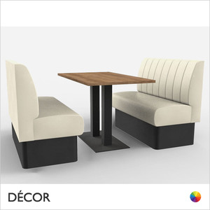 Battersea 4 Seat Booth Set - Fluted, Standard-Height Backrest - Includes 2 x 1200mm Banquette Benches with 1 x Table - Décor for Business