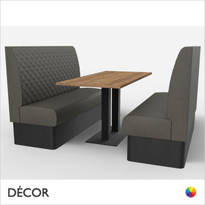 Battersea 6 Seat Booth Set - Luxurious Deep Quilted, High Backrest - Includes 2 x 1500mm Banquette Benches with 1 x Table - Décor for Business Battersea 6 Seat Booth Set - Luxurious Deep Quilted, High Backrest - Includes 2 x 1500mm Banquette Benches with 1 x Table - Décor for Business