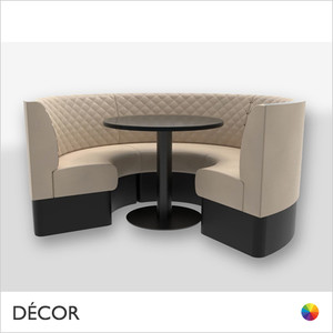 Battersea Medium ¾ Round Booth Set - Luxurious Deep Quilted, Standard-Height Backrest - Includes 3 x 1000mm Round Banquette Benches with 1 x 800mm Table - Décor for Business