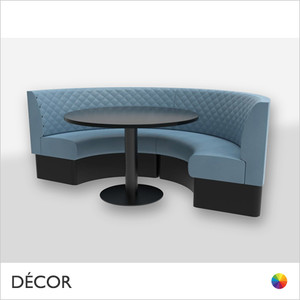 Battersea Large ½ Round Booth Set - Luxurious Deep Quilted, Standard-Height Backrest - Includes 2 x 1200mm Round Banquette Benches with 1 x 1200mm Table - Décor for Business