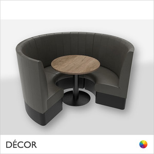 Battersea Medium ¾ Round Booth Set - Fluted, High Backrest - Includes 3 x 1000mm Round Banquette Benches with 1 x 800mm Table - Décor for Business Battersea Medium ¾ Round Booth Set - Fluted, High Backrest - Includes 3 x 1000mm Round Banquette Benches with 1 x 800mm Table - Décor for Business