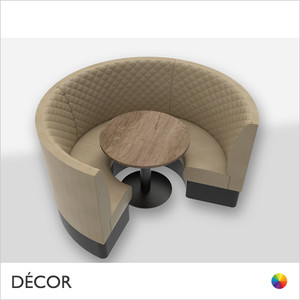 Battersea Medium ¾ Round Booth Set - Luxurious Deep Quilted, High Backrest - Includes 3 x 1000mm Round Banquette Benches with 1 x 800mm Table - Décor for Business