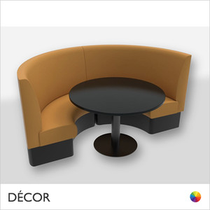 Battersea Large ½ Round Booth Set - Plain, High Backrest - Includes 2 x 1200mm Round Banquette Benches with 1 x 1200mm Table - Décor for Business Battersea Large ½ Round Booth Set - Plain, High Backrest - Includes 2 x 1200mm Round Banquette Benches with 1 x 1200mm Table - Décor for Business