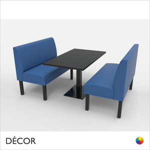 Greenwich 4 Seat Booth Set - Quilted, Standard-Height Backrest - Includes 2 x 1200mm Banquette Benches with 1 x Table - Décor for Business Greenwich 4 Seat Booth Set - Quilted, Standard-Height Backrest - Includes 2 x 1200mm Banquette Benches with 1 x Table - Décor for Business