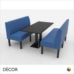 Greenwich 6 Seat Booth Set - Quilted, Standard-Height Backrest - Includes 2 x 1500mm Banquette Benches with 1 x Table - Décor for Business Greenwich 6 Seat Booth Set - Quilted, Standard-Height Backrest - Includes 2 x 1500mm Banquette Benches with 1 x Table - Décor for Business