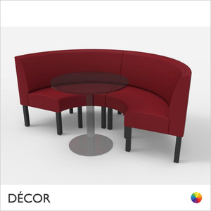 Greenwich Medium ½ Round Booth Set - Plain, Standard-Height Backrest - Includes 2 x 1000mm Round Banquette Benches with 1 x 800mm Table - Décor for Business Greenwich Medium ½ Round Booth Set - Plain, Standard-Height Backrest - Includes 2 x 1000mm Round Banquette Benches with 1 x 800mm Table - Décor for Business