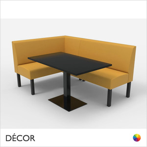 1 B  2 Greenwich Square Corner Booth Set - Plain, Standard-Height Backrest - Includes 1 x 1350mm Square Corners & 1 x 1200mm Banquette Bench with 1 x Table - Décor for Business