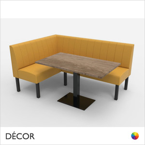 Greenwich Square Corner Booth Set - Fluted, Standard-Height Backrest - Includes 1 x 1350mm Square Corners & 1 x 1200mm Banquette Bench with 1 x Table - Décor for Business