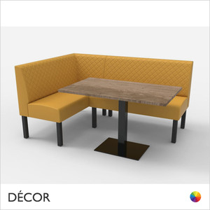 Greenwich Square Corner Booth Set - Quilted, Standard-Height Backrest - Includes 1 x 1350mm Square Corners & 1 x 1200mm Banquette Bench with 1 x Table - Décor for Business Greenwich Square Corner Booth Set - Quilted, Standard-Height Backrest - Includes 1 x 1350mm Square Corners & 1 x 1200mm Banquette Bench with 1 x Table - Décor for Business