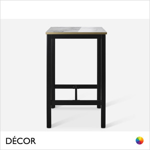 Caffè Pranzo 4-Leg Poseur Table Base with a Calacatta Marble High Gloss Laminate Square Table Top with Gold Edge - Modern Designer Style - Décor for Business Caffè Pranzo 4-Leg Poseur Table Base with a Calacatta Marble High Gloss Laminate Square Table Top with Gold Edge - Modern Designer Style - Décor for Business