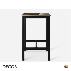 1 K Caffè Pranzo 4-Leg Poseur Table Base with a Marbled Cappuccino High Gloss Laminate Square Table Top with Gold Edge - Modern Designer Style - Décor for Business 1 K Caffè Pranzo 4-Leg Poseur Table Base with a Marbled Cappuccino High Gloss Laminate Square Table Top with Gold Edge - Modern Designer Style - Décor for Business