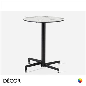 1 G Caffè Pila Flip-Top Stackable Dining Table Base with a Forte White Marble Compact Laminate Round Table Top, For Indoor & Outdoor Use - Décor for Business 1 G Caffè Pila Flip-Top Stackable Dining Table Base with a Forte White Marble Compact Laminate Round Table Top, For Indoor & Outdoor Use - Décor for Business