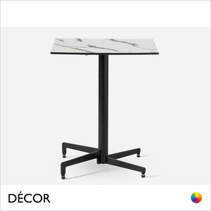 1 A Caffè Pila Flip-Top Stackable Dining Table Base with a Forte White Marble Compact Laminate Square Table Top, For Indoor & Outdoor Use - Décor for Business 1 A Caffè Pila Flip-Top Stackable Dining Table Base with a Forte White Marble Compact Laminate Square Table Top, For Indoor & Outdoor Use - Décor for Business