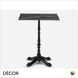 1 J Caffè Piazza Dining Table Base with a Forte Compact Laminate Square Table Top In Marquina Marble - Décor for Business 1 J Caffè Piazza Dining Table Base with a Forte Compact Laminate Square Table Top In Marquina Marble - Décor for Business