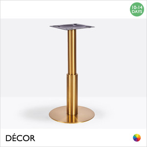 Cartia Vintage Brass Small Round Poseur Table Base Featuring a Medium Sleeve - For Maximum Ø600mm & 600mm x 600mm Tops - Décor for Business Cartia Vintage Brass Small Round Poseur Table Base Featuring a Medium Sleeve - For Maximum Ø600mm & 600mm x 600mm Tops - Décor for Business