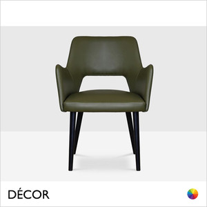 Icon Chairs - Vania P Hole Dining Chair with Arms and Round Legs - In Designer Fabrics & Eco Leathers - Décor for Business Icon Chairs - Vania P Hole Dining Chair with Arms and Round Legs - In Designer Fabrics & Eco Leathers - Décor for Business