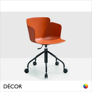 Midj - Calla Swivel & Height-Adjustable Chair with Armrests on Wheels - Polypropylene Body In Designer Colours - Décor for Designers Midj - Calla Swivel & Height-Adjustable Chair with Armrests on Wheels - Polypropylene Body In Designer Colours - Décor for Designers