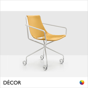 Midj - Apelle Task Chair with Armrests and Wheels on a Trestle Base - Hide or Tuscan Hide Body in Designer Colours - Décor for Designers Midj - Apelle Task Chair with Armrests and Wheels on a Trestle Base - Hide or Tuscan Hide Body in Designer Colours - Décor for Designers