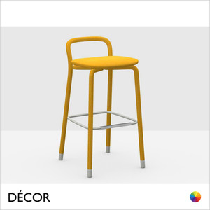 1 Y Midj - Pippi Bar Stool with Fully Upholstered Legs, Seat and Backrest, Bar Height - In Designer Fabrics with Lacquered Metal Feet - Décor for Designers 1 Y Midj - Pippi Bar Stool with Fully Upholstered Legs, Seat and Backrest, Bar Height - In Designer Fabrics with Lacquered Metal Feet - Décor for Designers