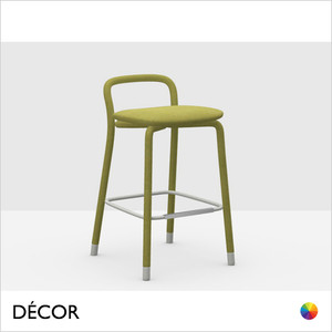 1 R Midj - Pippi Bar Stool with Fully Upholstered Legs, Seat and Backrest, Counter Height - In Designer Fabrics with Lacquered Metal Feet - Décor for Designers 1 R Midj - Pippi Bar Stool with Fully Upholstered Legs, Seat and Backrest, Counter Height - In Designer Fabrics with Lacquered Metal Feet - Décor for Designers