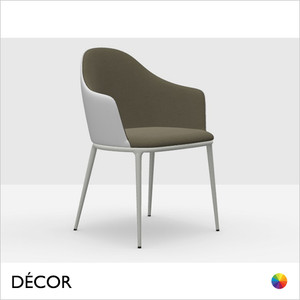Midj - Lea Dining Chair with Armrests and Tapered Metal Legs - In Designer Fabrics, Leather & Eco Leathers - Décor for Designers Midj - Lea Dining Chair with Armrests and Tapered Metal Legs - In Designer Fabrics, Leather & Eco Leathers - Décor for Designers