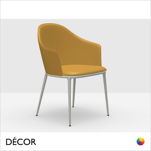 Midj - Lea Dining Chair with Armrests and Tapered Metal Legs - Hide or Tuscan Hide Body in Designer Colours - Décor for Designers Midj - Lea Dining Chair with Armrests and Tapered Metal Legs - Hide or Tuscan Hide Body in Designer Colours - Décor for Designers