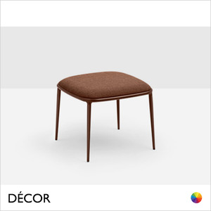 Midj - Lea Pouffe with Tapered Metal Legs, Small - In Designer Fabrics, Leather & Eco Leathers - Décor for Designers