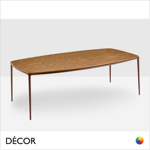 Midj - Lea Table with Tapered Metal Legs, 2 Sizes - Wood or Ceramic Top in Designer Finishes - Décor for Designers