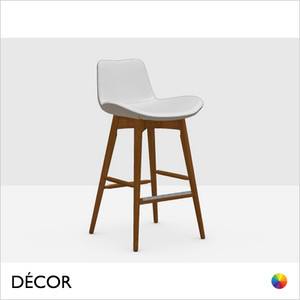 Midj - Dalia Bar Stool with Tapered Wooden Legs, Counter Height - In Designer Fabrics & Eco Leathers - Décor for Designers Midj - Dalia Bar Stool with Tapered Wooden Legs, Counter Height - In Designer Fabrics & Eco Leathers - Décor for Designers