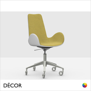 Midj - Dalia High Back Office Chair with Armrests - Swivel & Height-Adjustable on Wheels - In Designer Fabrics & Eco Leathers - Décor for Designers