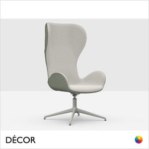 Midj - Dalia Swivel Lounge Chair with a High Back, Armrests and a Trestle Base - In Designer Fabrics, Leather & Eco Leathers - Décor for Designers