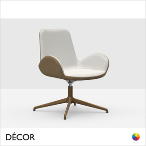 Midj - Dalia Swivel Lounge Chair with Armrests and a Trestle Base - In Designer Fabrics, Leather & Eco Leathers - Décor for Designers Midj - Dalia Swivel Lounge Chair with Armrests and a Trestle Base - In Designer Fabrics, Leather & Eco Leathers - Décor for Designers